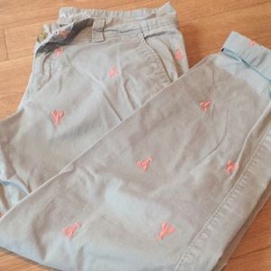 Adorable tan pants with coral lobsters size 6